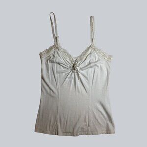 Guess Jeans Lace-Trimmed Ivory Camisole Top Vintage, Y2K, 90'S